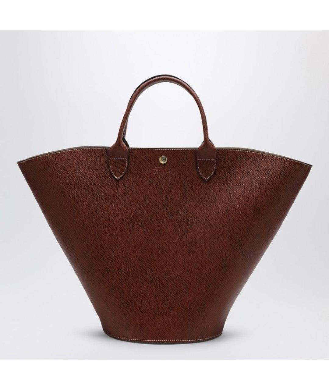 LONGCHAMP Коричневая кожаная сумка тоут, фото 2