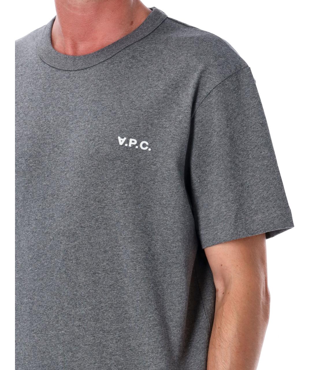A.P.C. Антрацитовая хлопковая футболка, фото 3