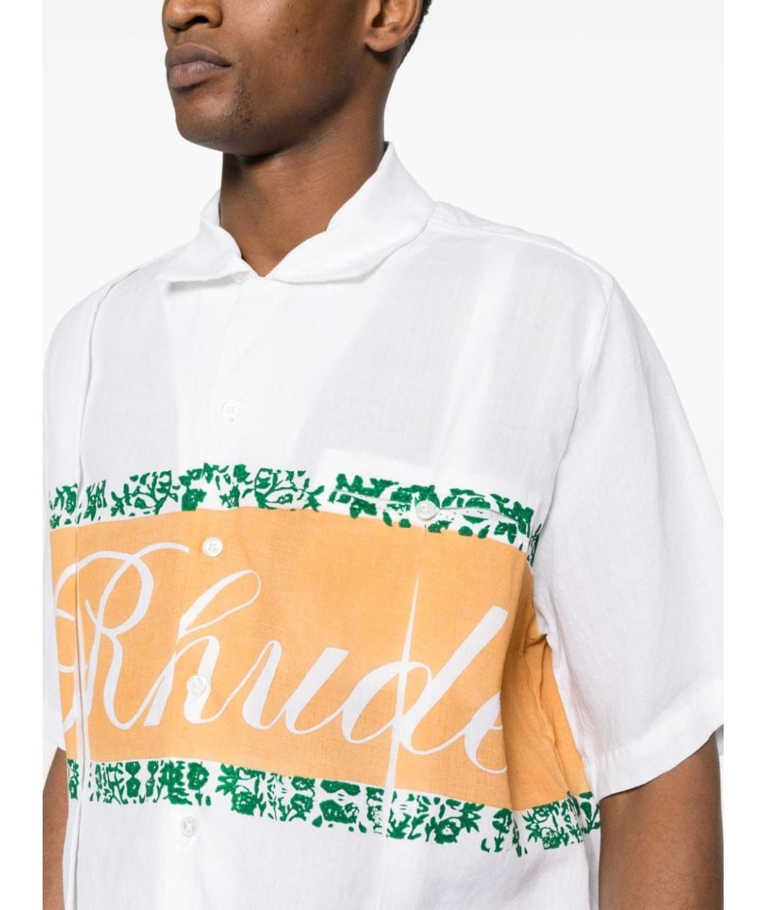 RHUDE Белая льняная кэжуал рубашка, фото 5