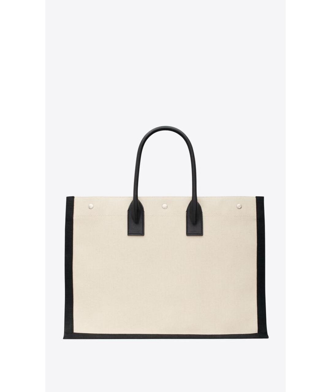 SAINT LAURENT Белая тканевая сумка тоут, фото 2