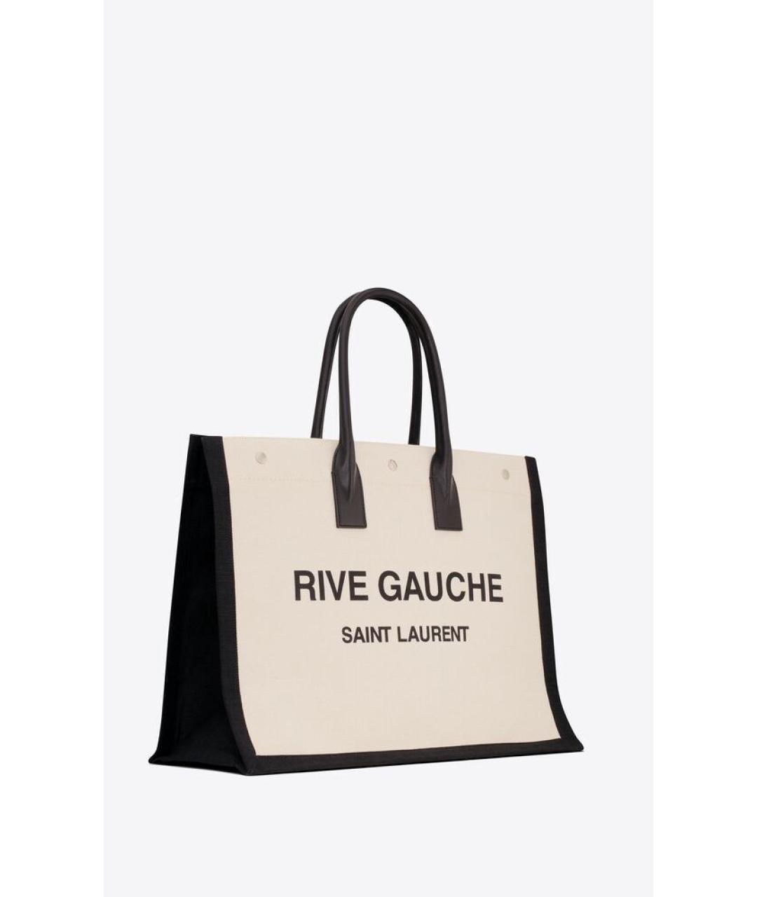 SAINT LAURENT Белая тканевая сумка тоут, фото 4