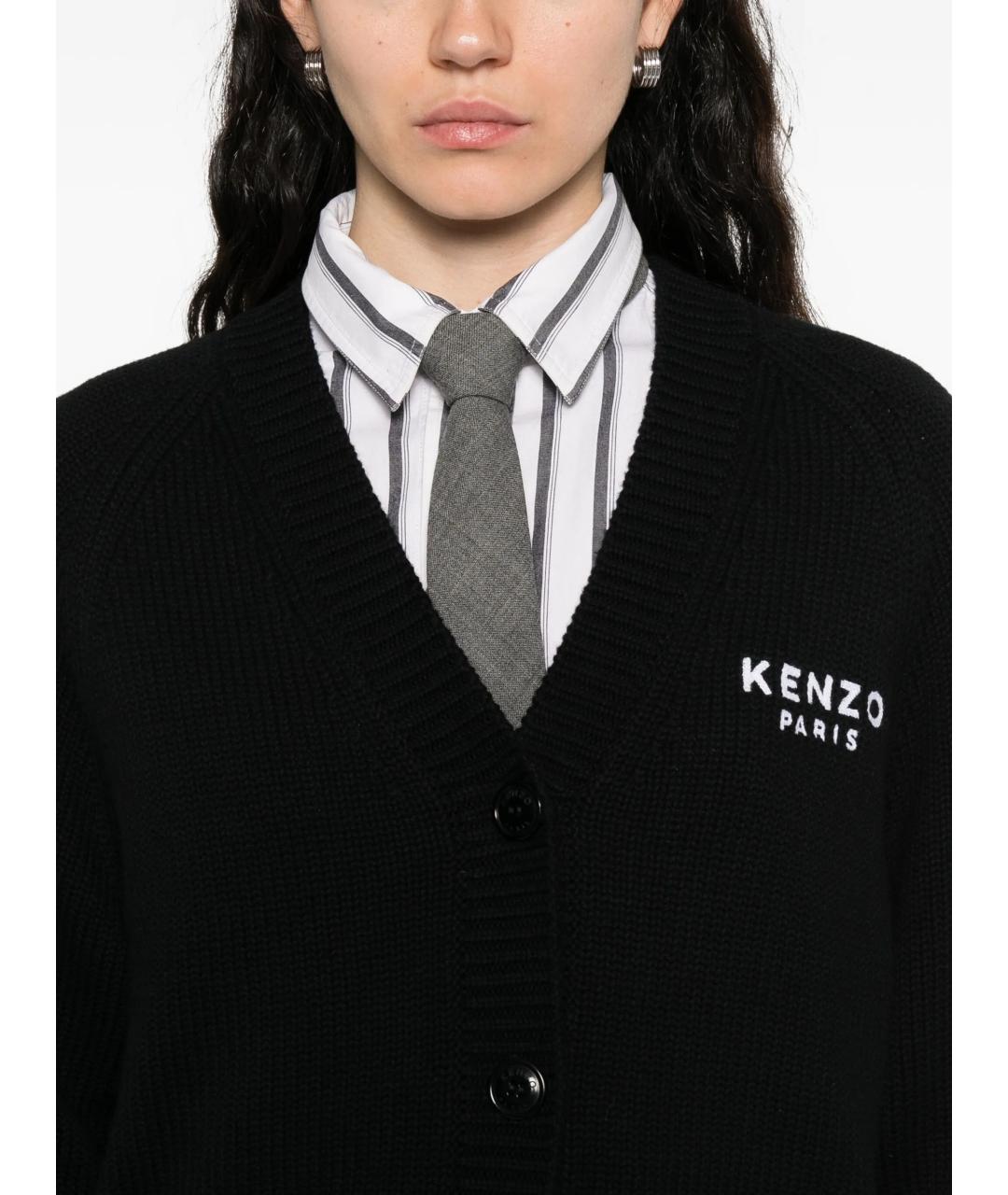 KENZO Черный шерстяной кардиган, фото 5
