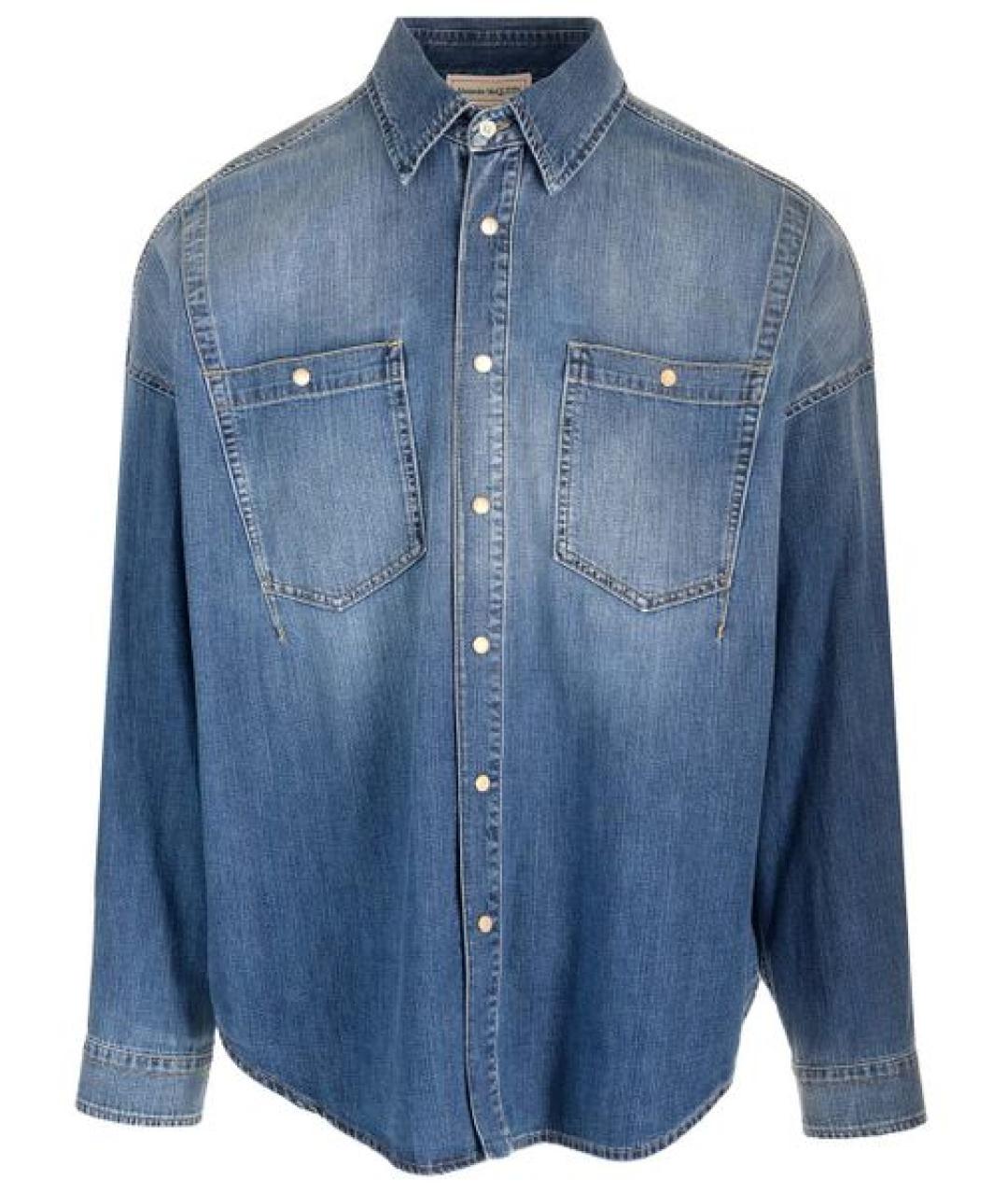 ALEXANDER MCQUEEN Синяя хлопковая кэжуал рубашка, фото 1