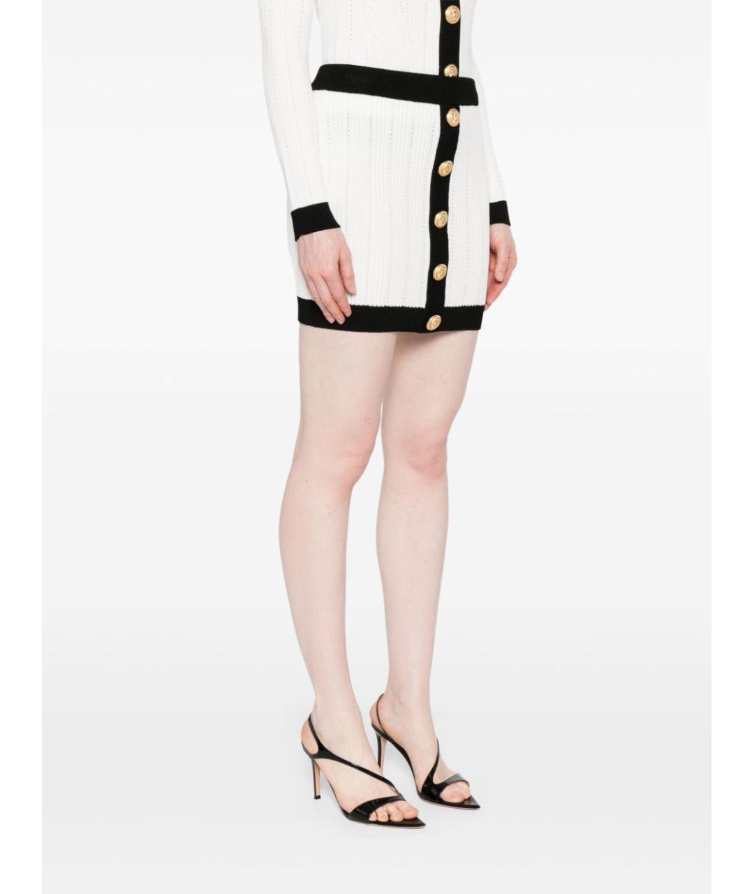 BALMAIN Белая вискозная юбка мини, фото 2