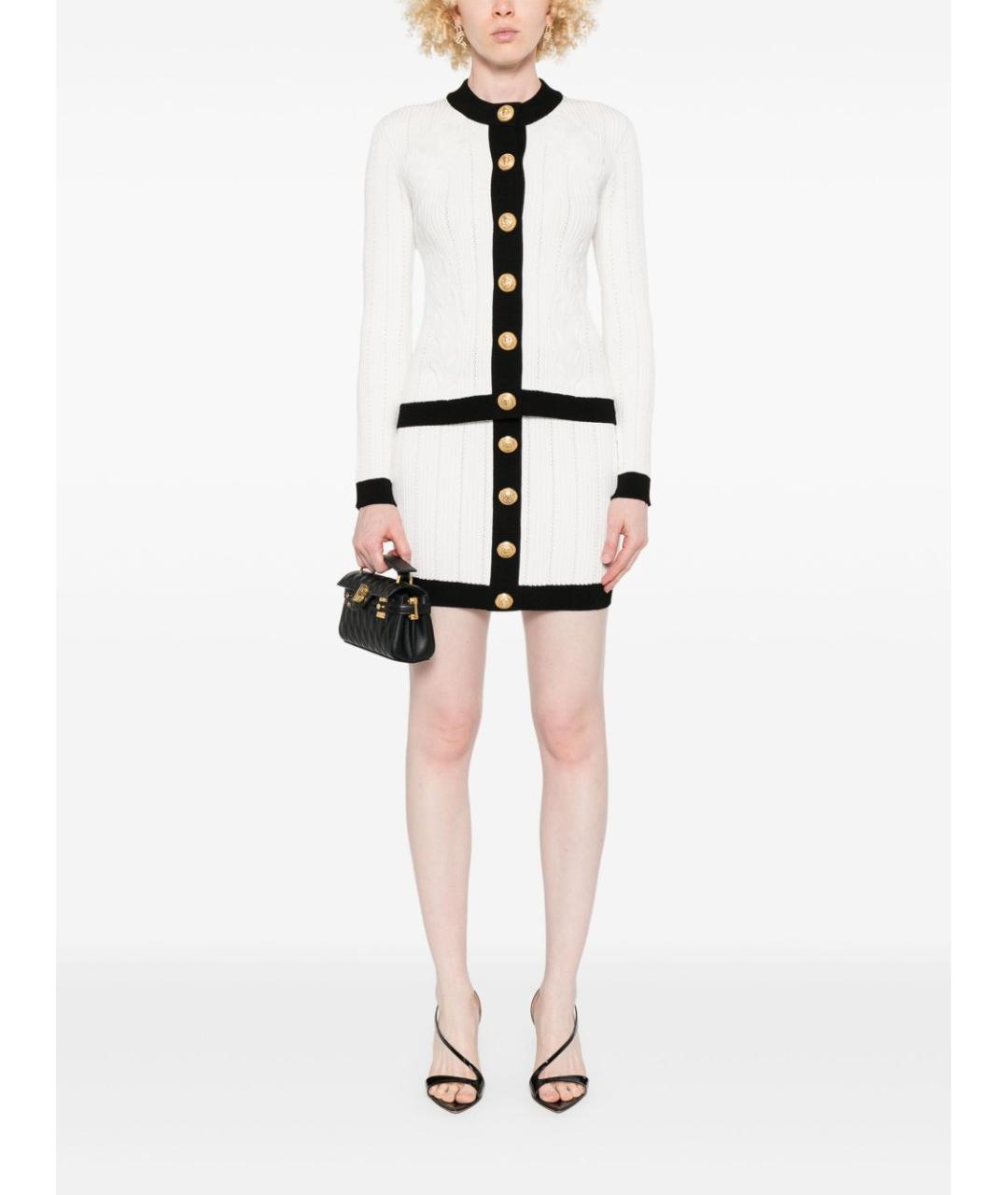 BALMAIN Белая вискозная юбка мини, фото 3