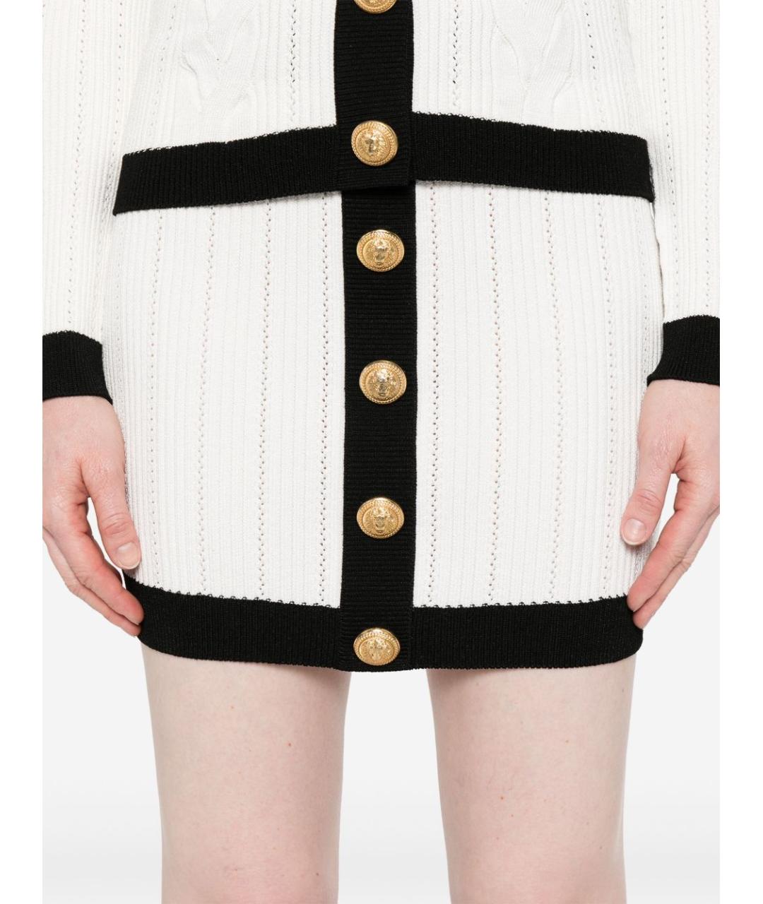 BALMAIN Белая вискозная юбка мини, фото 4