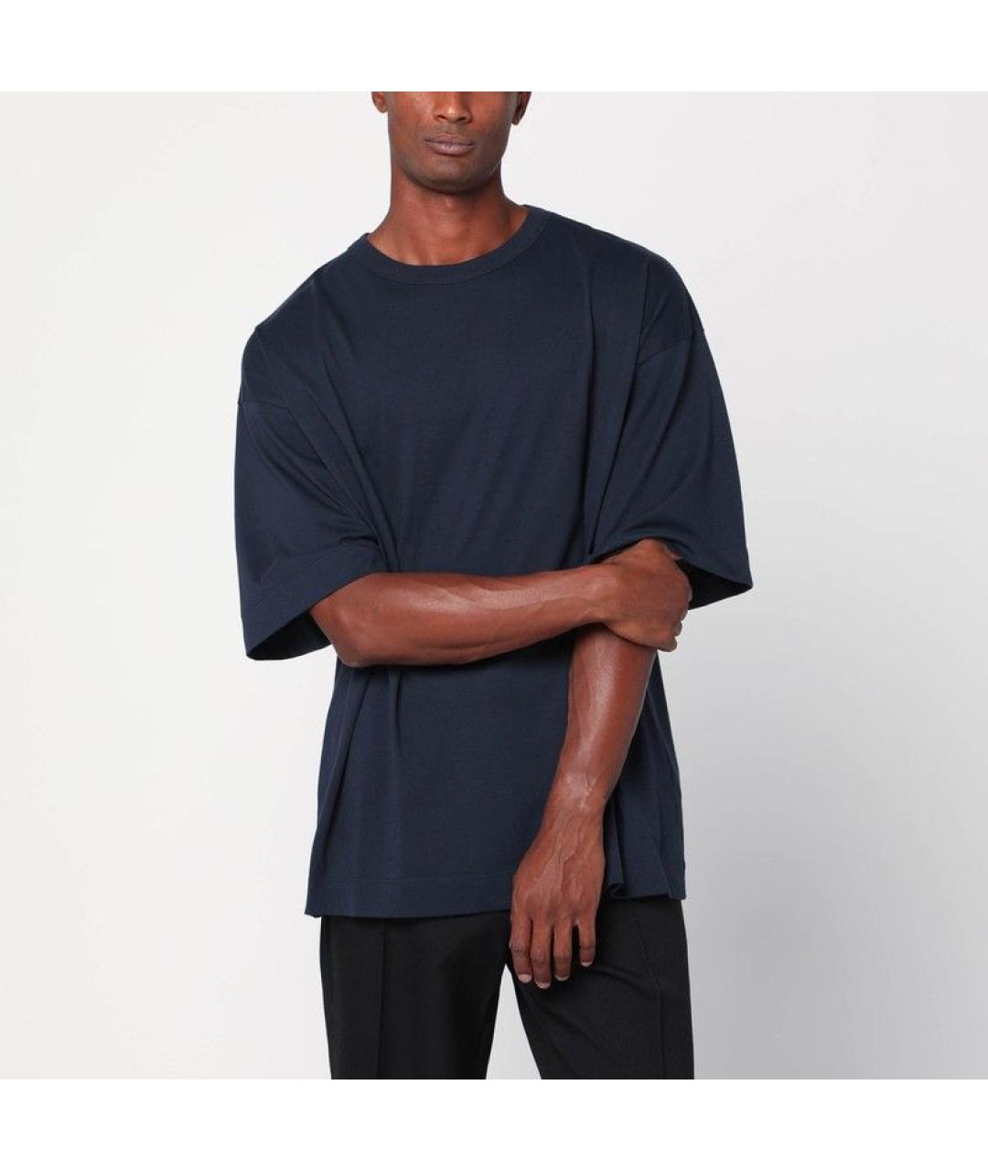 DRIES VAN NOTEN Синяя хлопковая футболка, фото 3