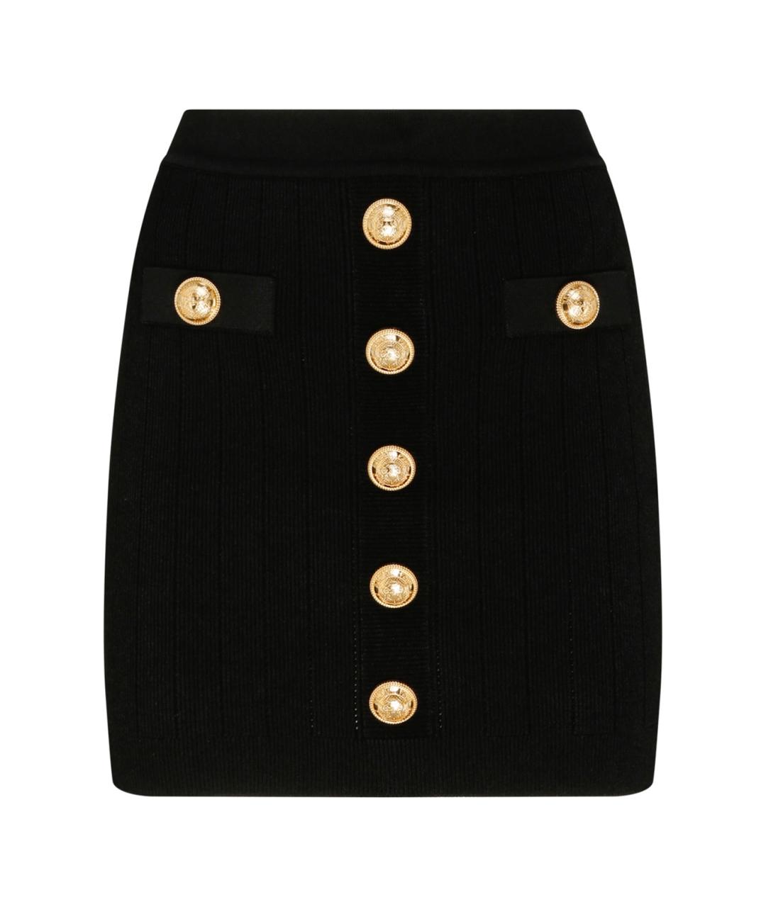 BALMAIN Черная вискозная юбка мини, фото 1