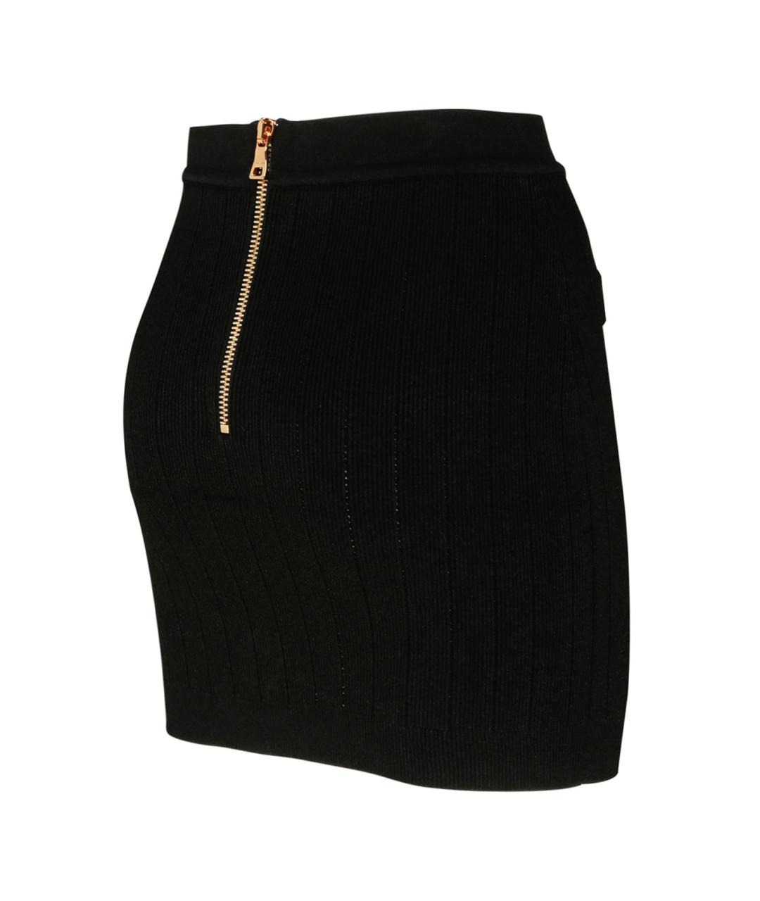BALMAIN Черная вискозная юбка мини, фото 3