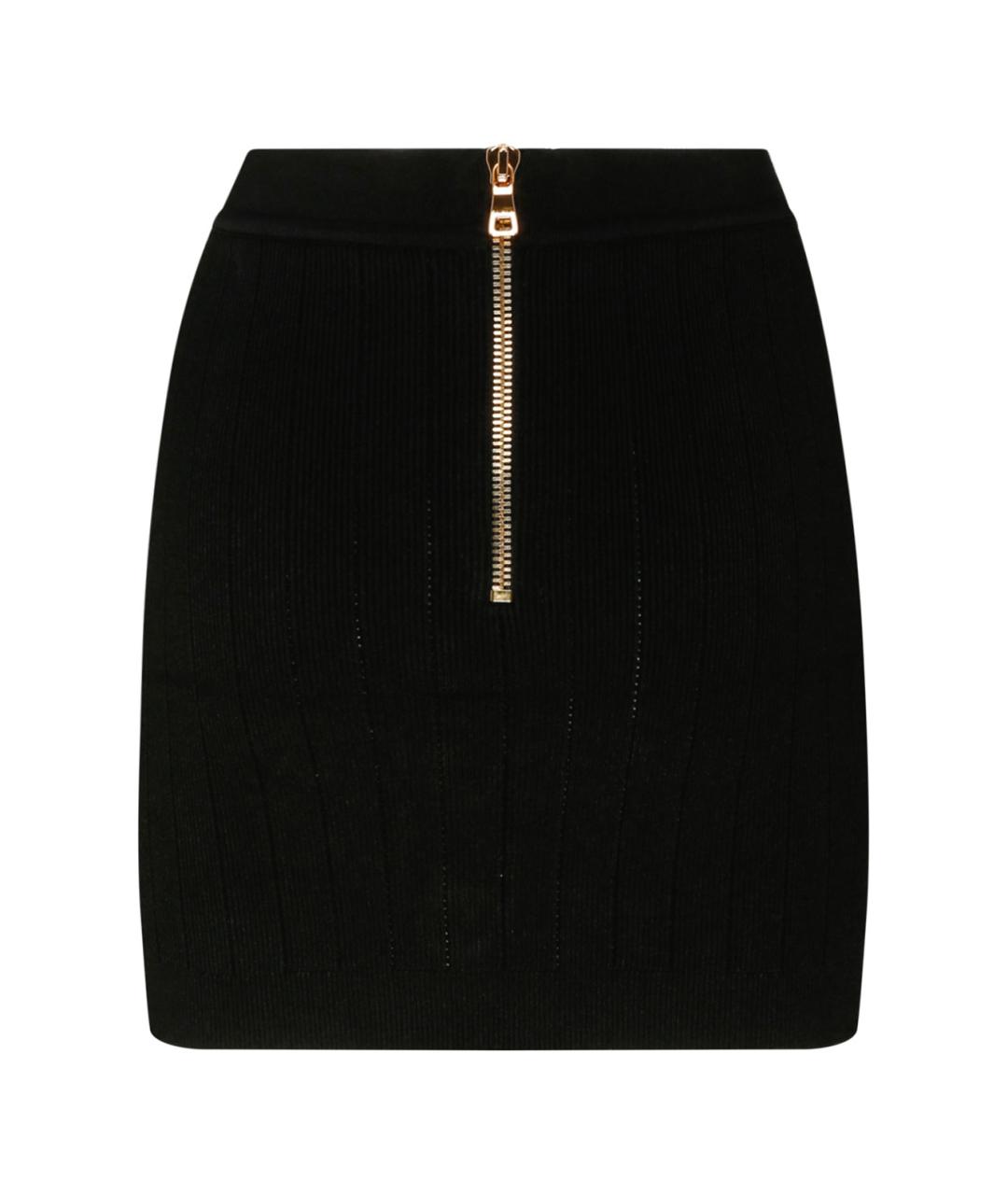 BALMAIN Черная вискозная юбка мини, фото 2
