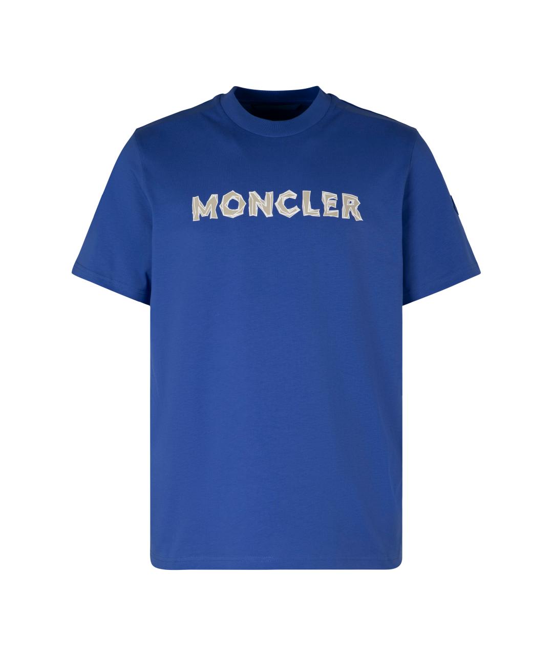 MONCLER Синяя хлопковая футболка, фото 1