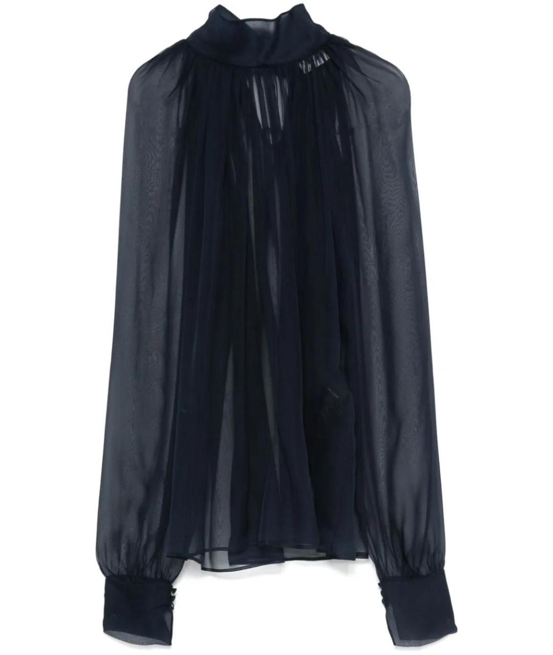 SAINT LAURENT Синяя шелковая блузы, фото 1