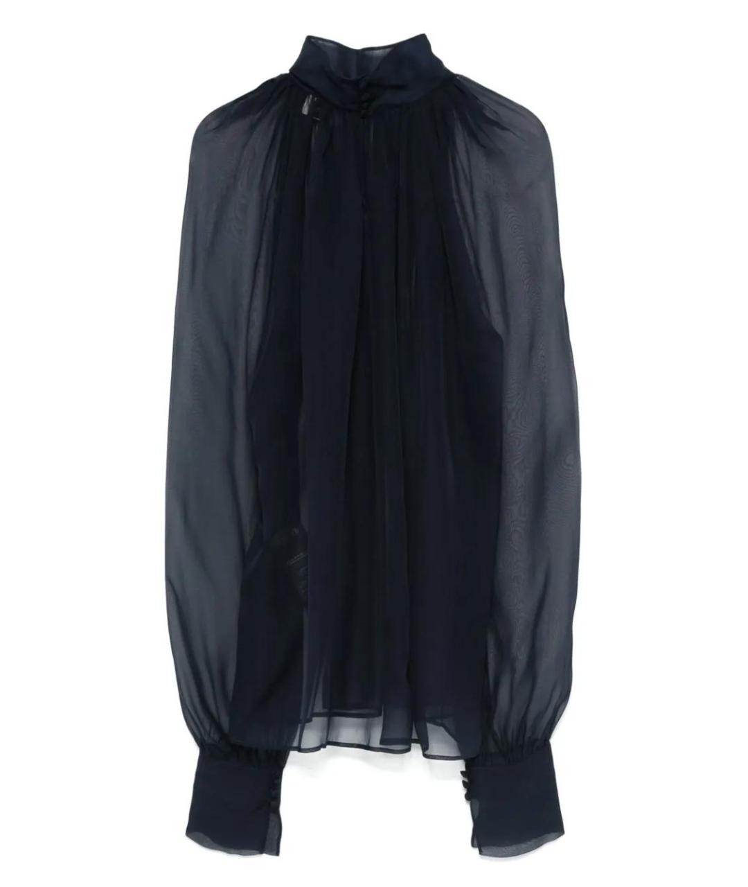 SAINT LAURENT Синяя шелковая блузы, фото 2