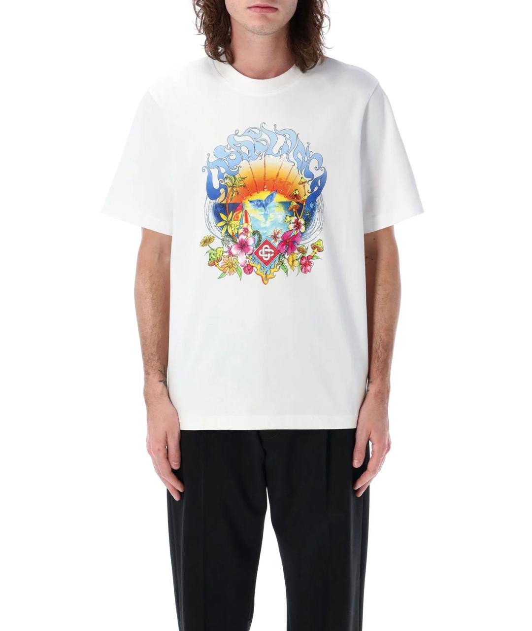 CASABLANCA Белая хлопковая футболка, фото 2