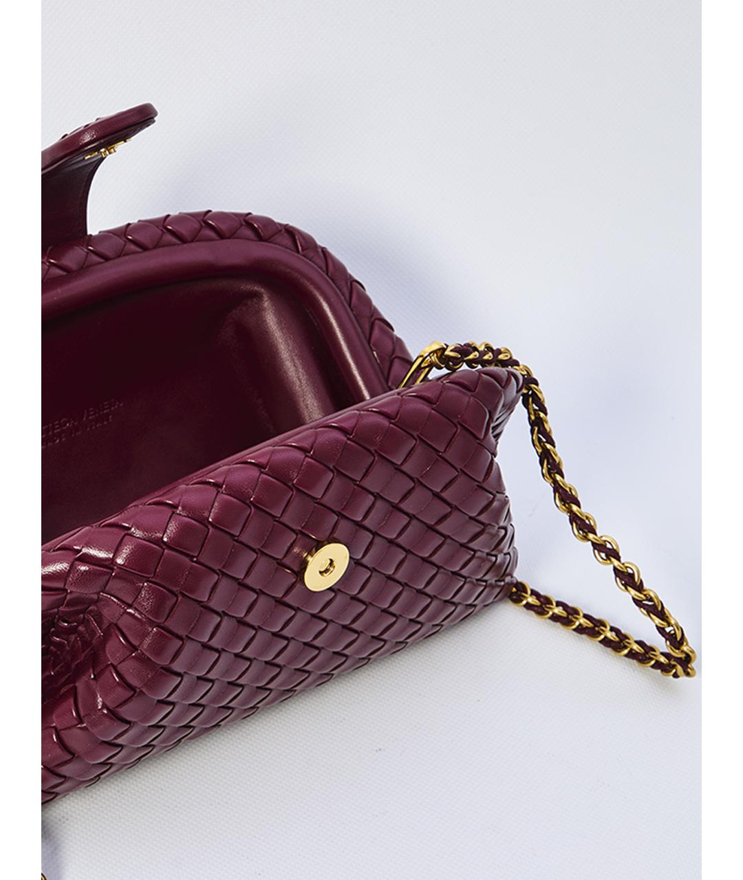 BOTTEGA VENETA Бордовая кожаная сумка через плечо, фото 4