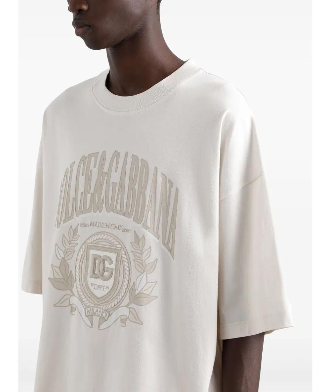 DOLCE&GABBANA Бежевая хлопковая футболка, фото 5