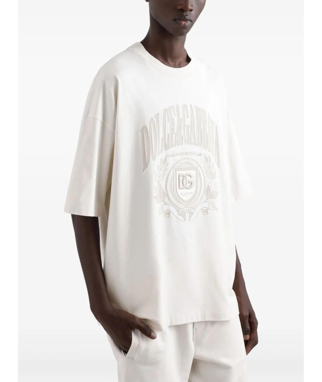 DOLCE&GABBANA Бежевая хлопковая футболка, фото 4