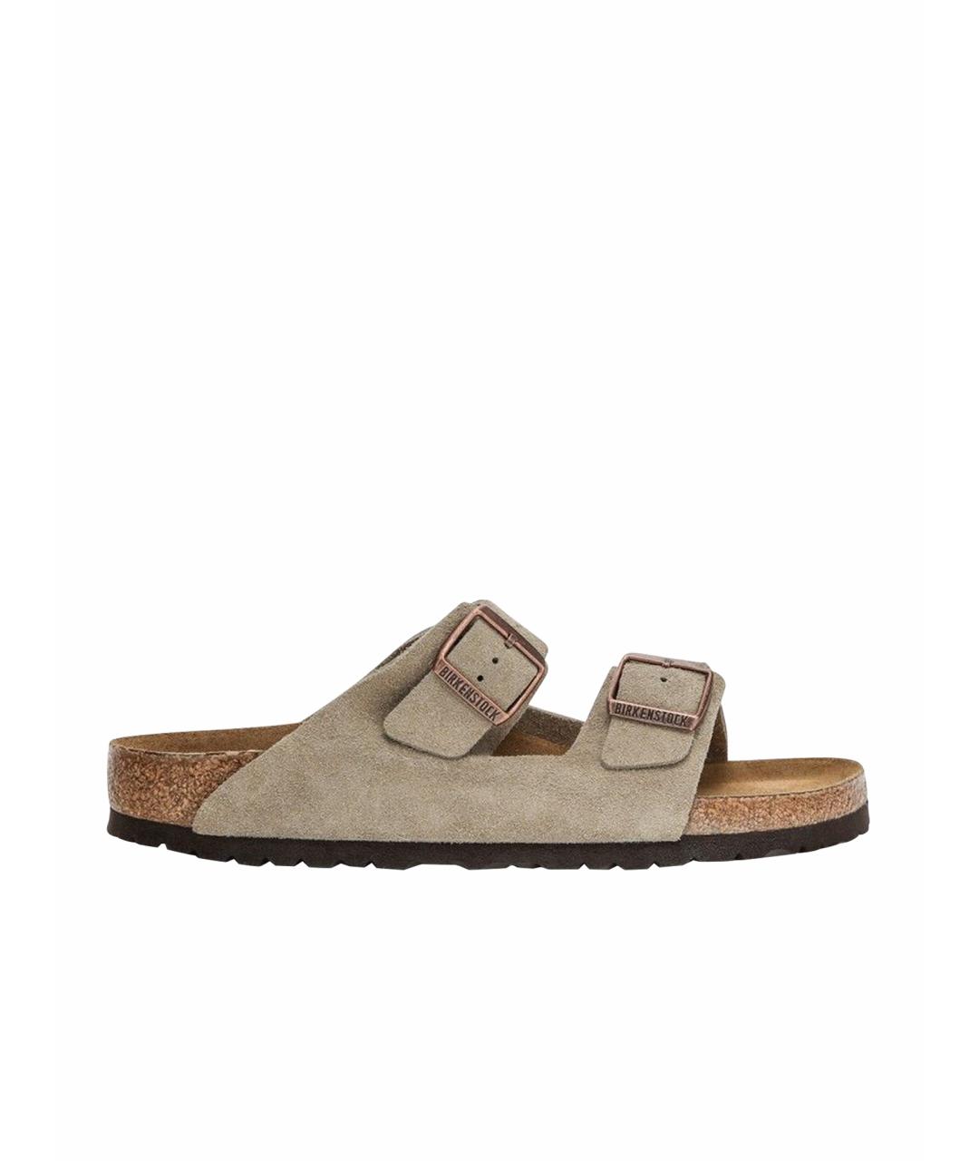 BIRKENSTOCK Бежевые кожаные сандалии, фото 1