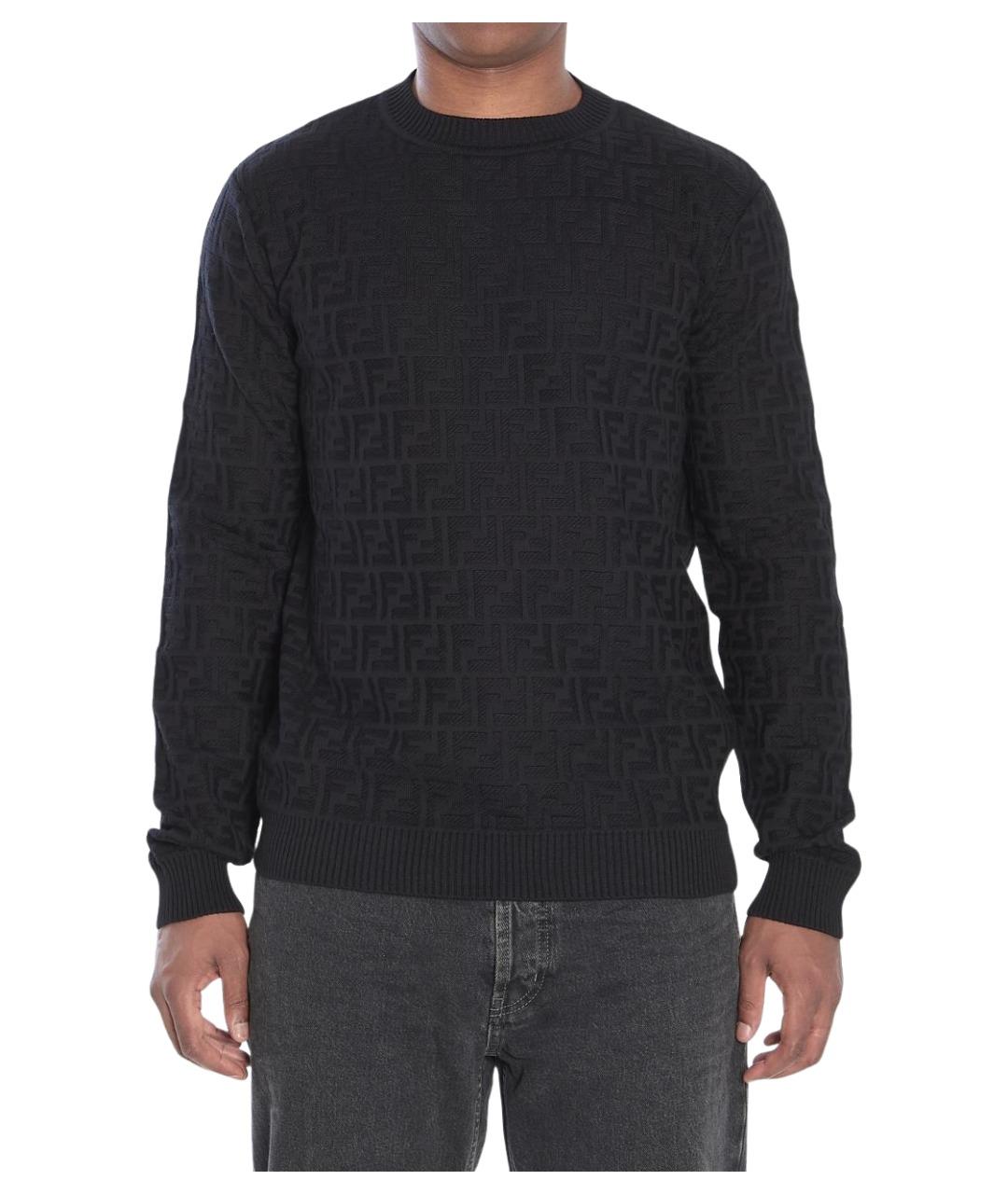FENDI Черный хлопковый джемпер / свитер, фото 1
