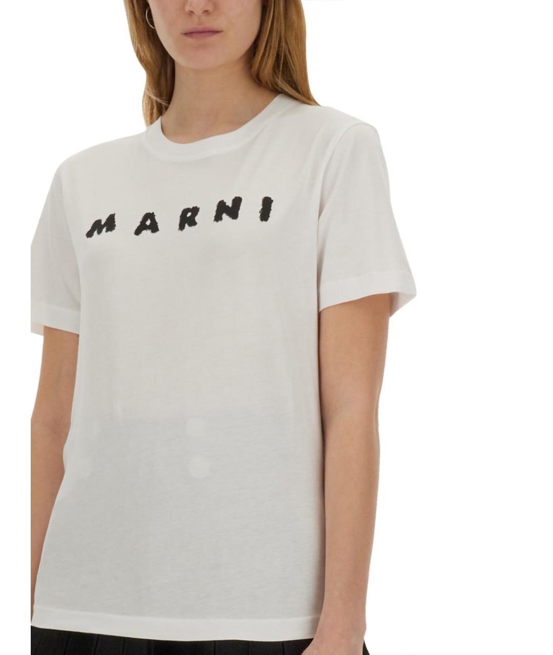 MARNI Белая хлопковая футболка, фото 5