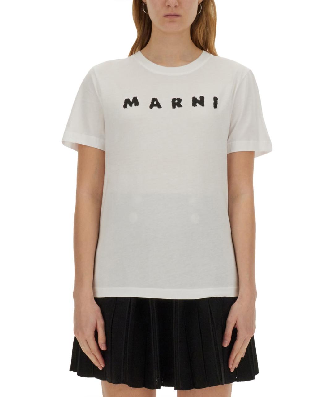 MARNI Белая хлопковая футболка, фото 2