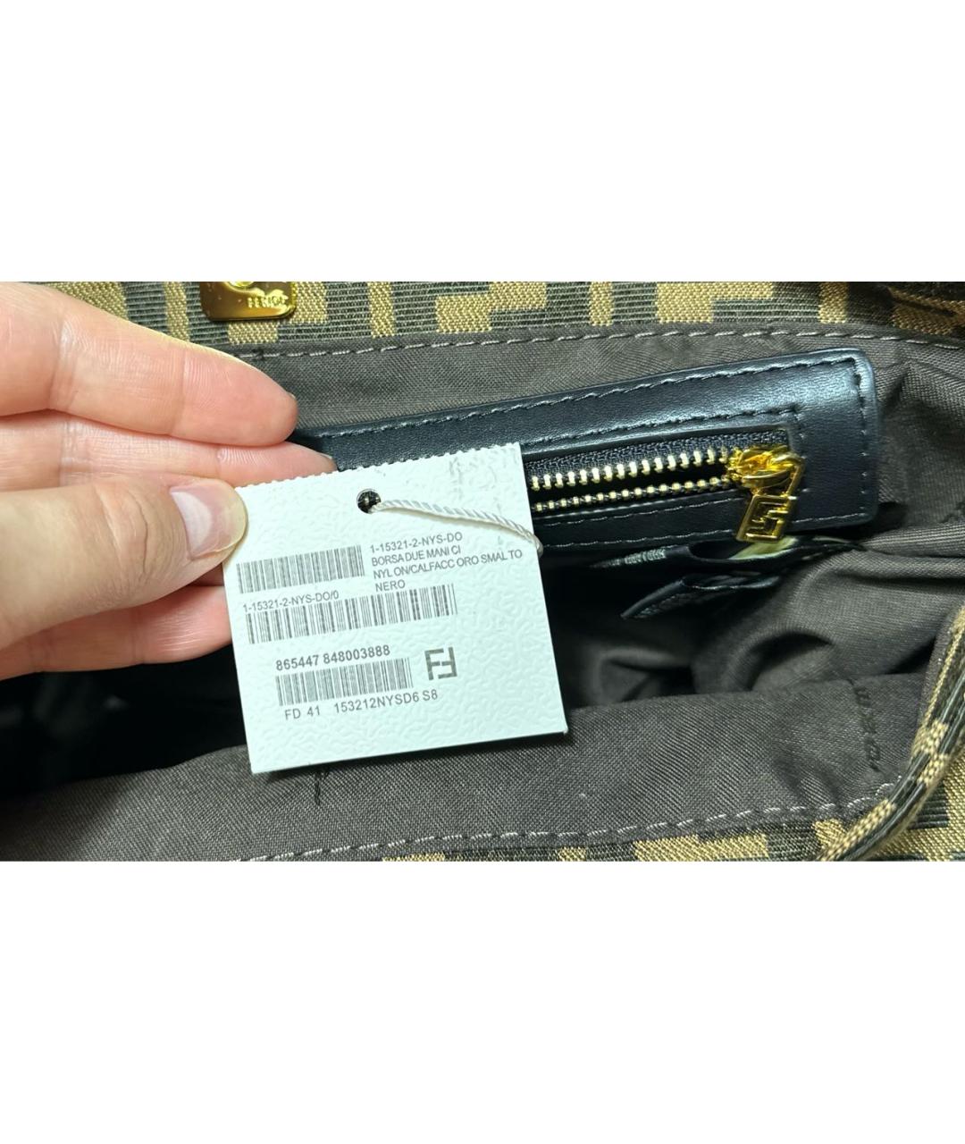 FENDI Коричневая хлопковая сумка тоут, фото 6