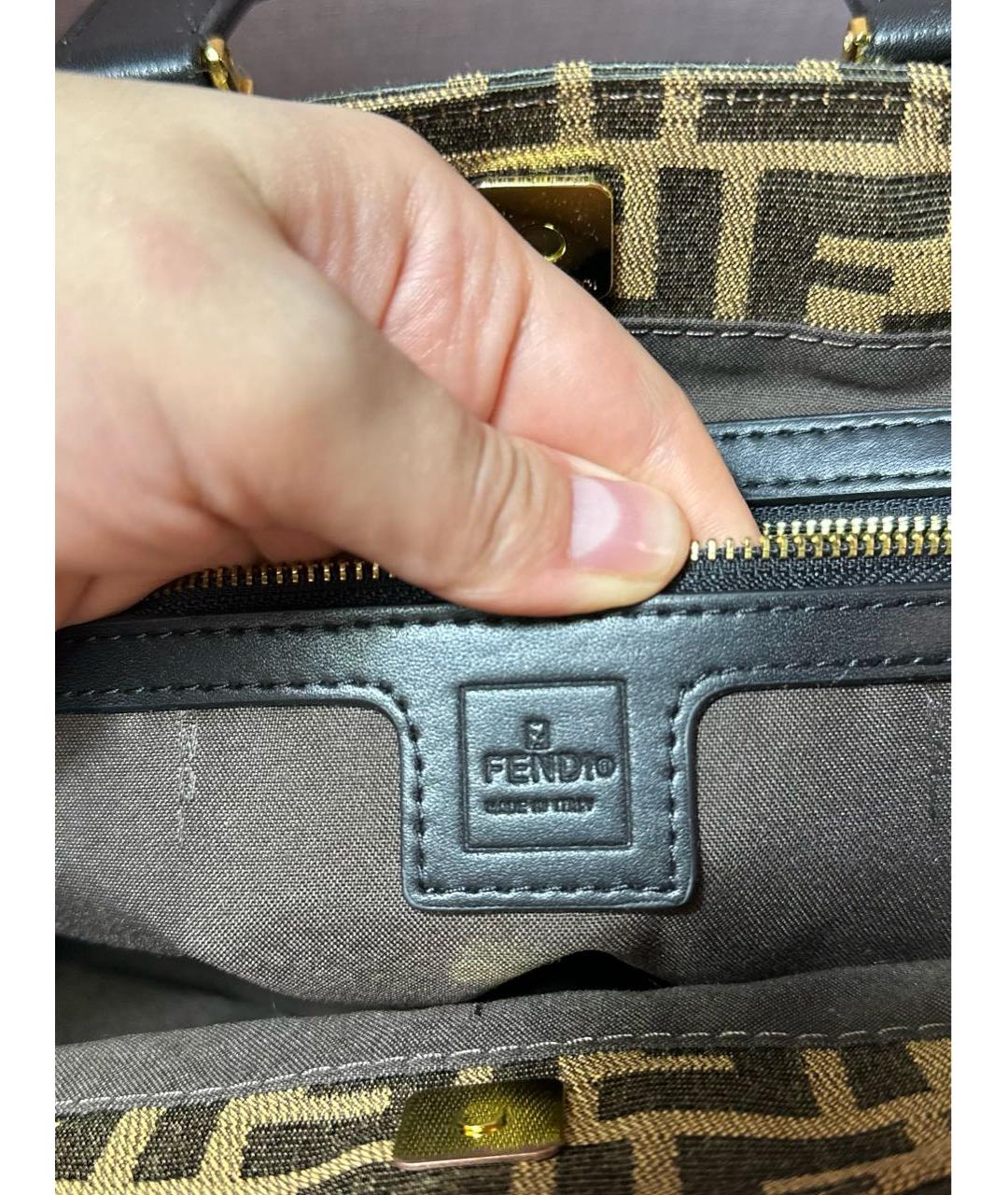 FENDI Коричневая хлопковая сумка тоут, фото 7