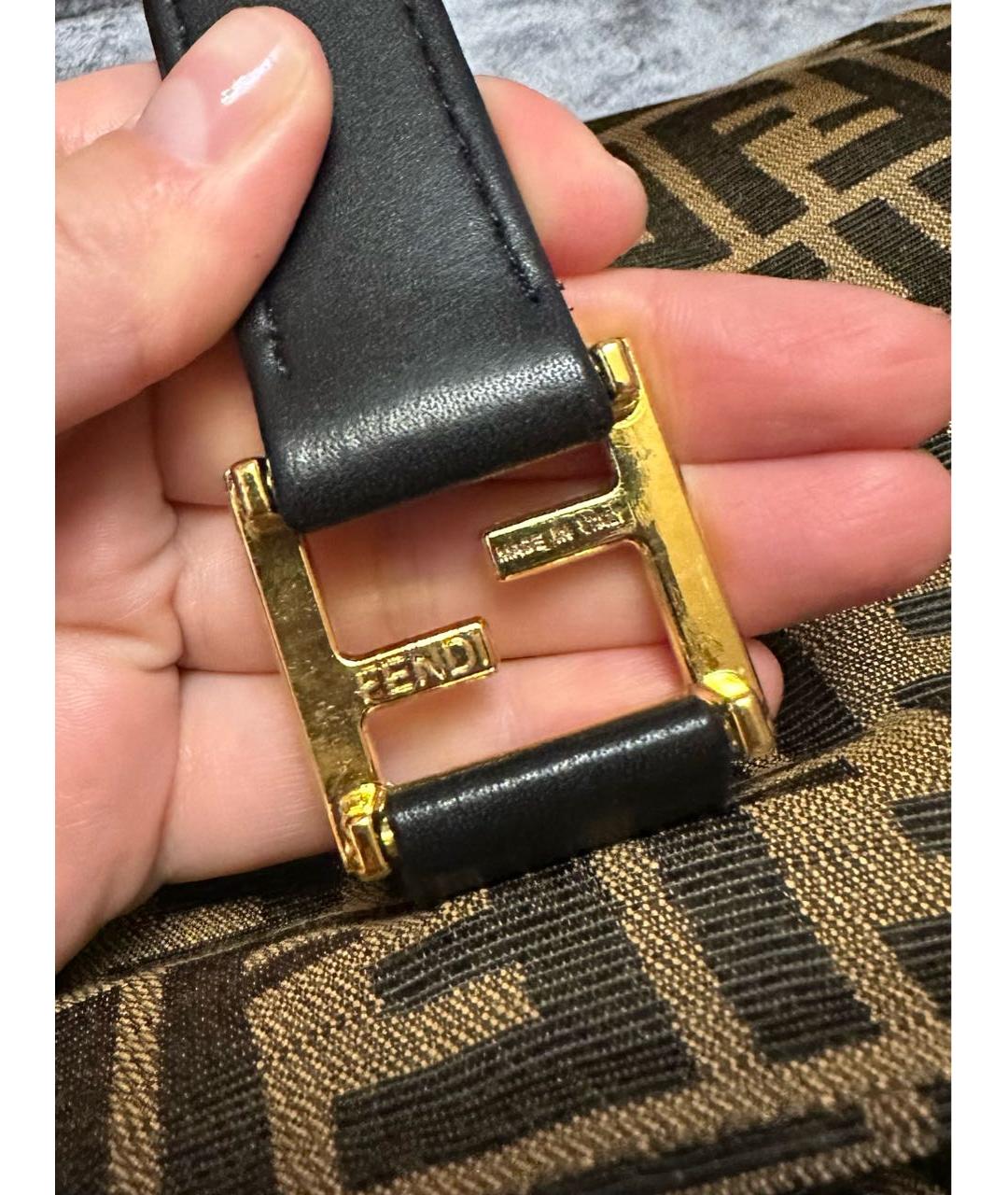 FENDI Коричневая хлопковая сумка тоут, фото 3