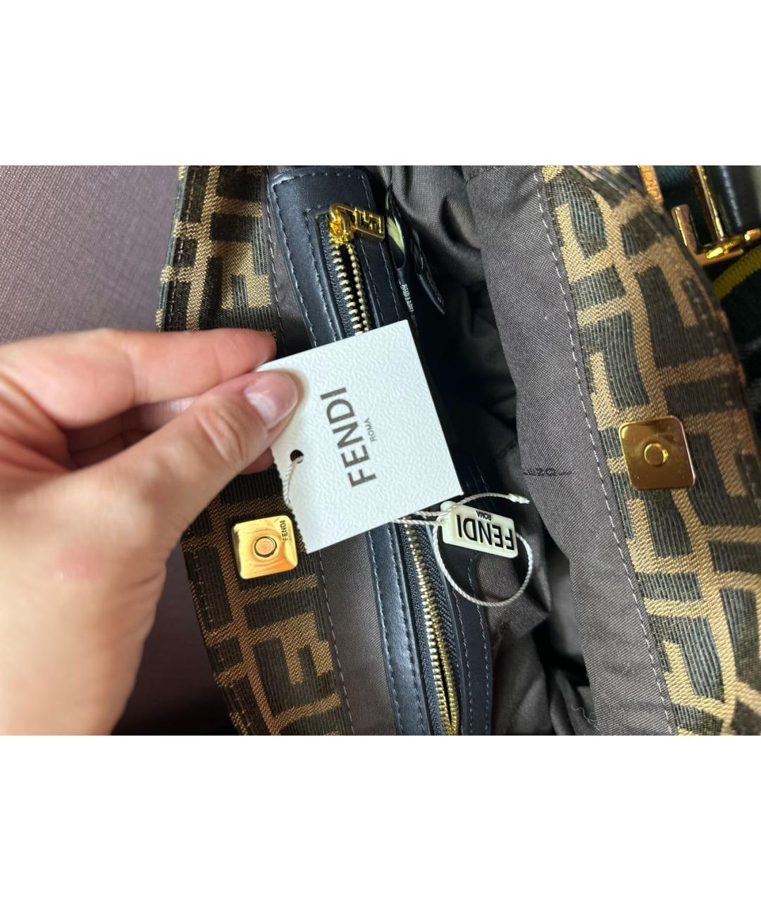 FENDI Коричневая хлопковая сумка тоут, фото 4