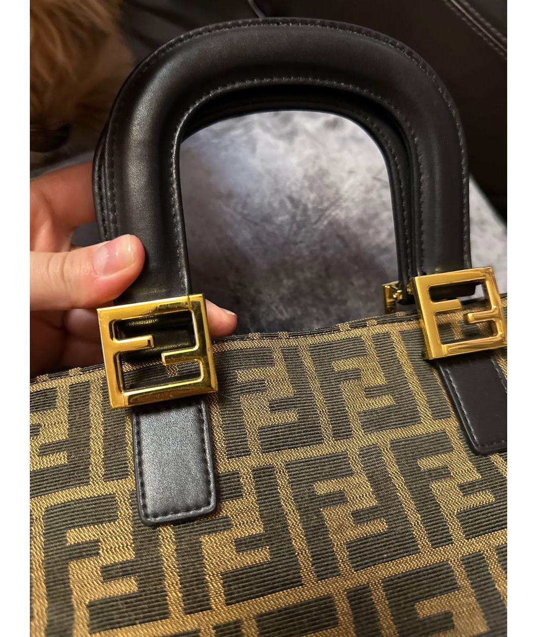 FENDI Коричневая хлопковая сумка тоут, фото 8