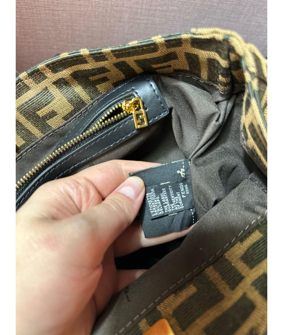 FENDI Коричневая хлопковая сумка тоут, фото 5