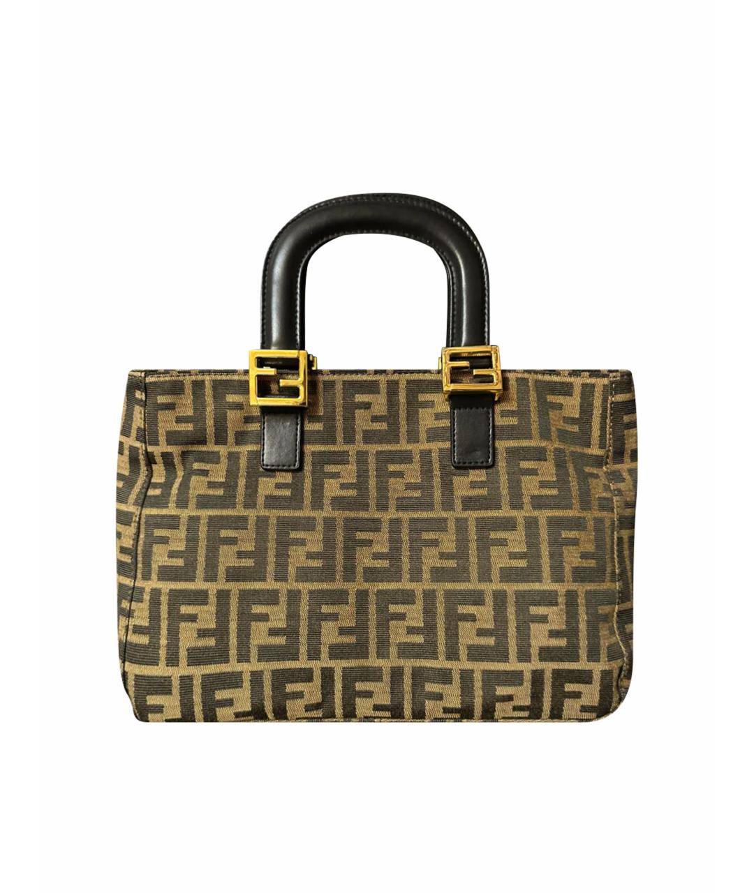 FENDI Коричневая хлопковая сумка тоут, фото 1