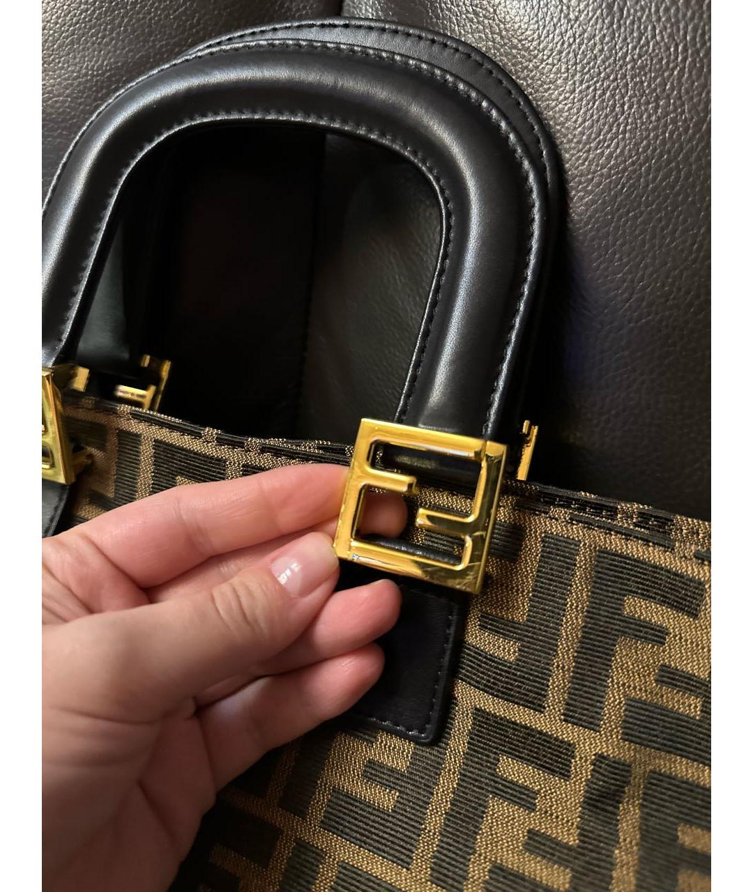 FENDI Коричневая хлопковая сумка тоут, фото 2