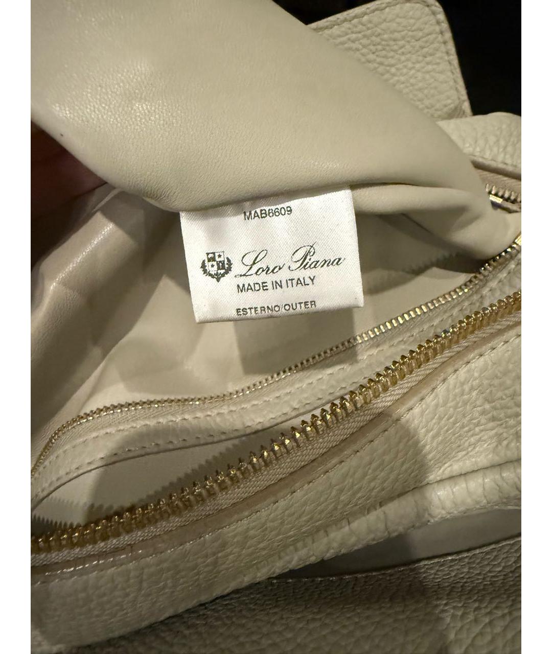 LORO PIANA Серая кожаная сумка тоут, фото 4