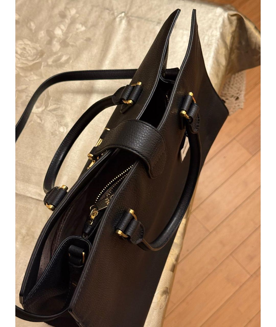 RALPH LAUREN Черная кожаная сумка с короткими ручками, фото 5