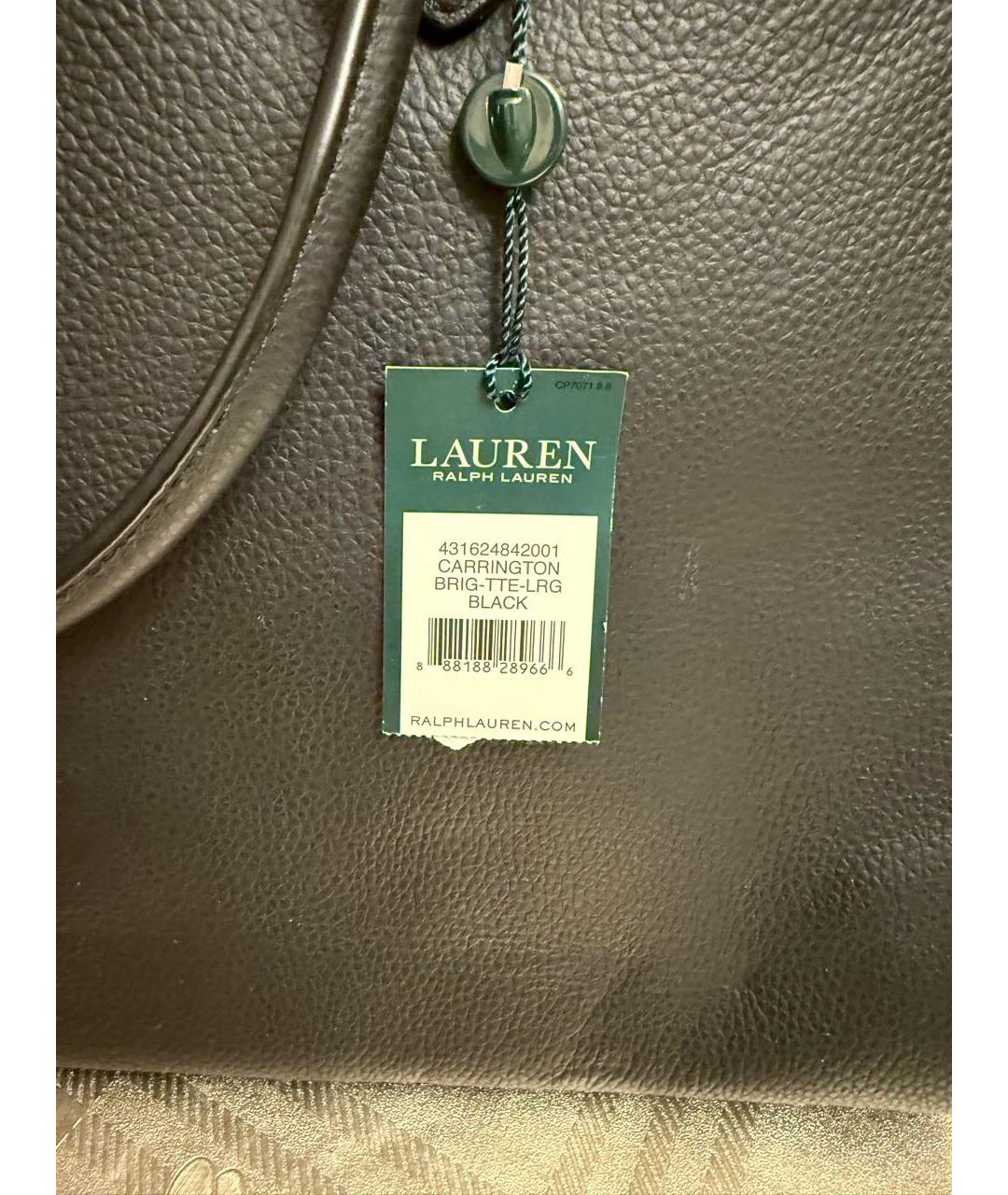 RALPH LAUREN Черная кожаная сумка с короткими ручками, фото 8