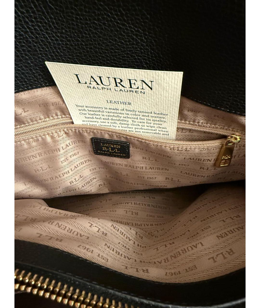 RALPH LAUREN Черная кожаная сумка с короткими ручками, фото 7