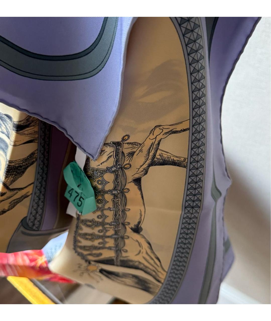 HERMES Голубой шелковый платок, фото 6