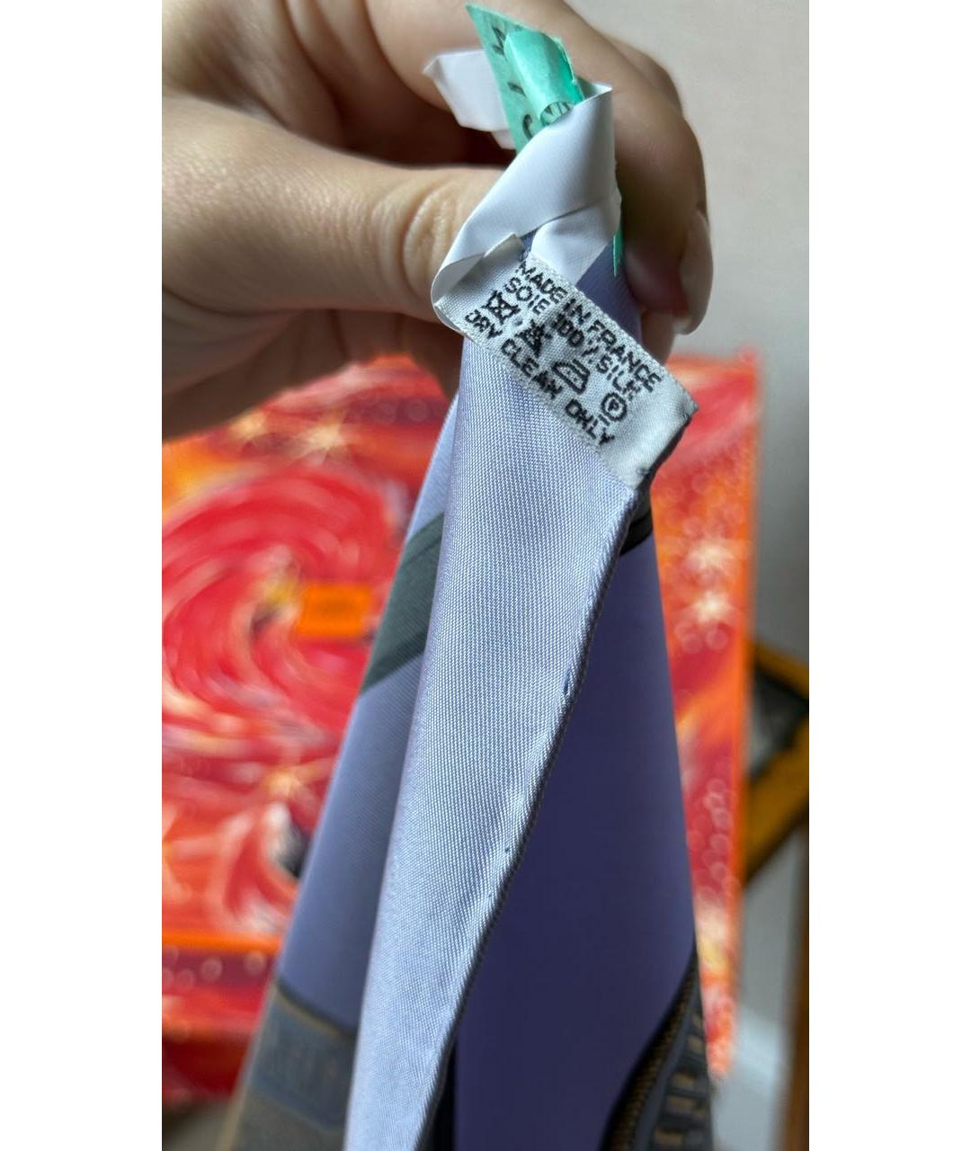 HERMES Голубой шелковый платок, фото 3