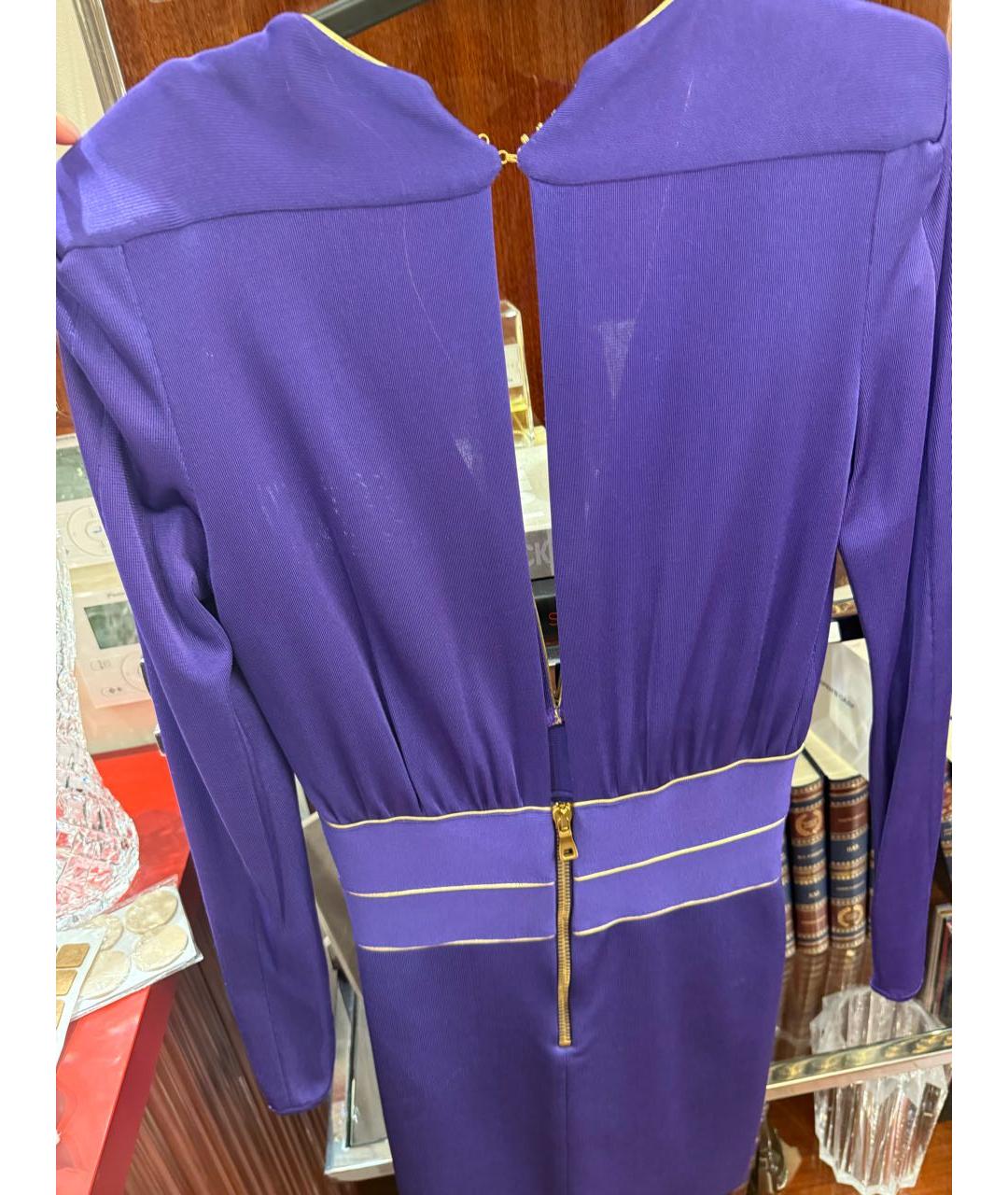 BALMAIN Фиолетовое коктейльное платье, фото 2