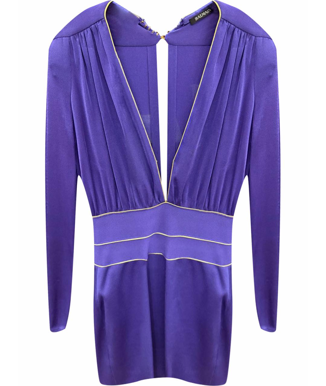 BALMAIN Фиолетовое коктейльное платье, фото 1