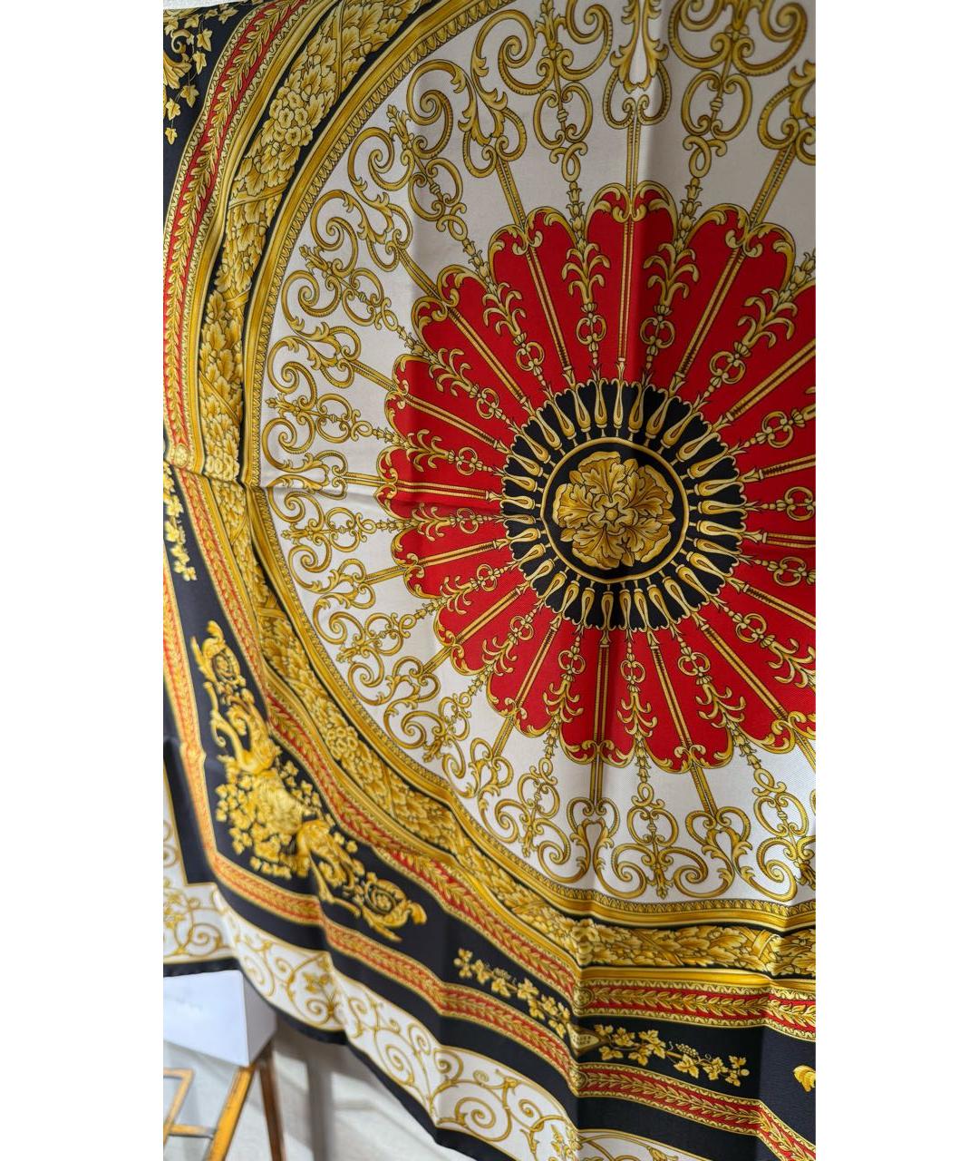 VERSACE Бордовый шелковый платок, фото 4
