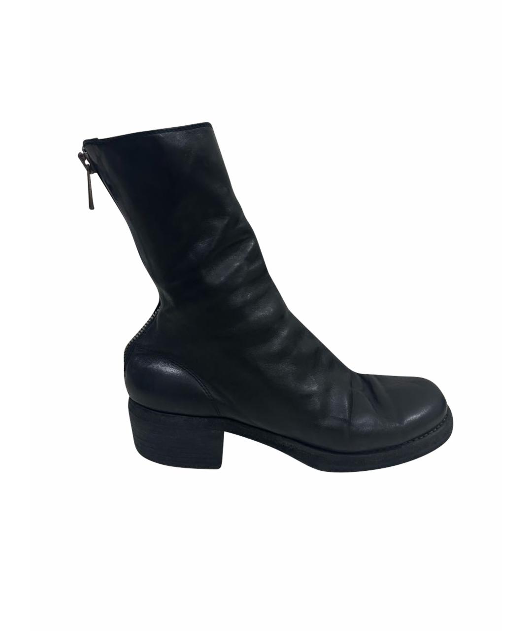 GUIDI Черные кожаные полусапоги, фото 1