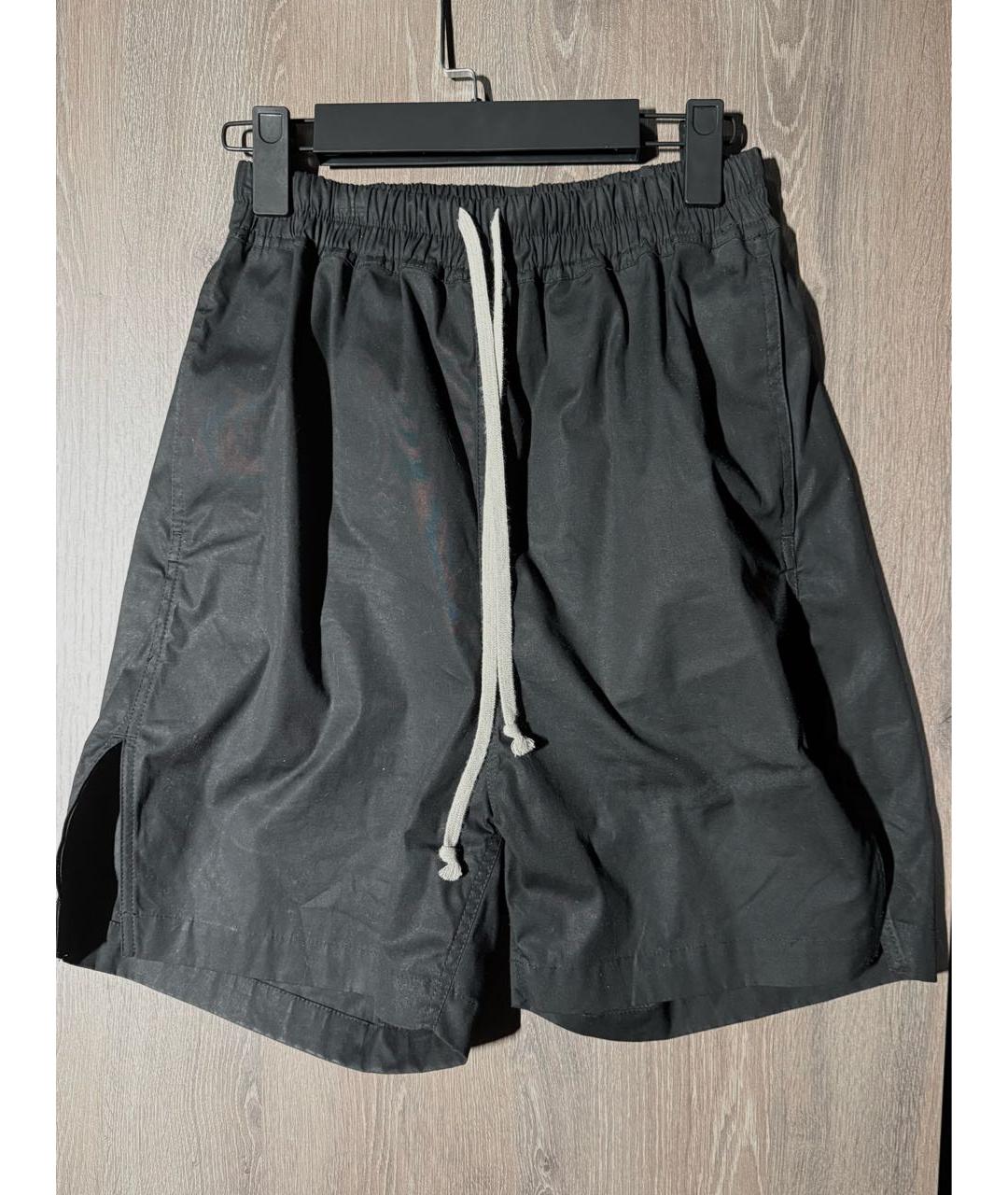RICK OWENS Черные хлопко-эластановые шорты, фото 4