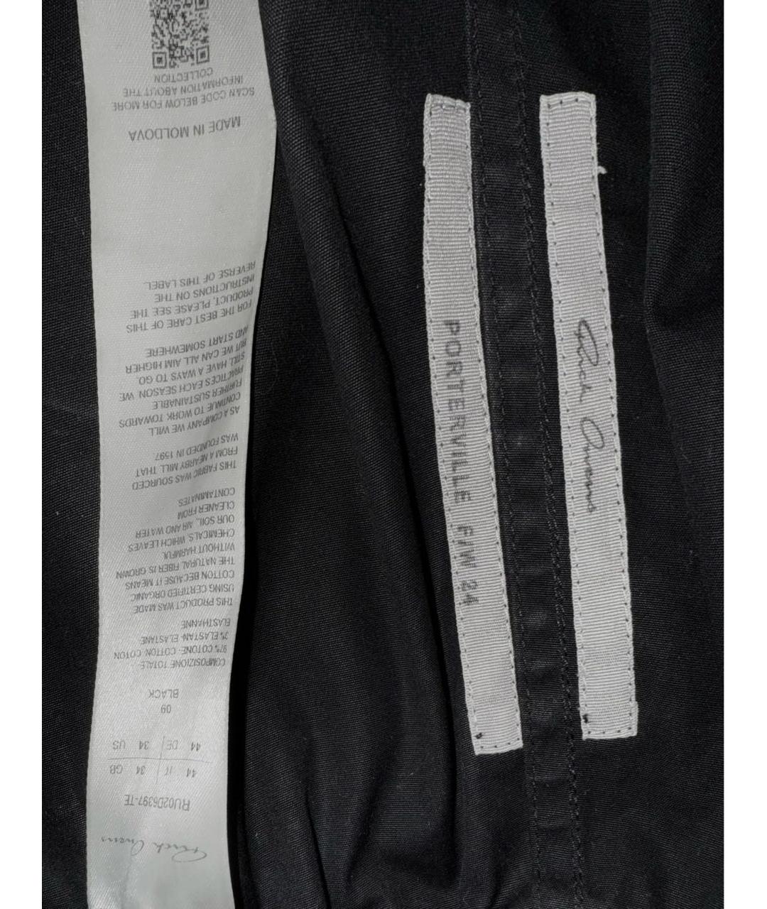 RICK OWENS Черные хлопко-эластановые шорты, фото 3