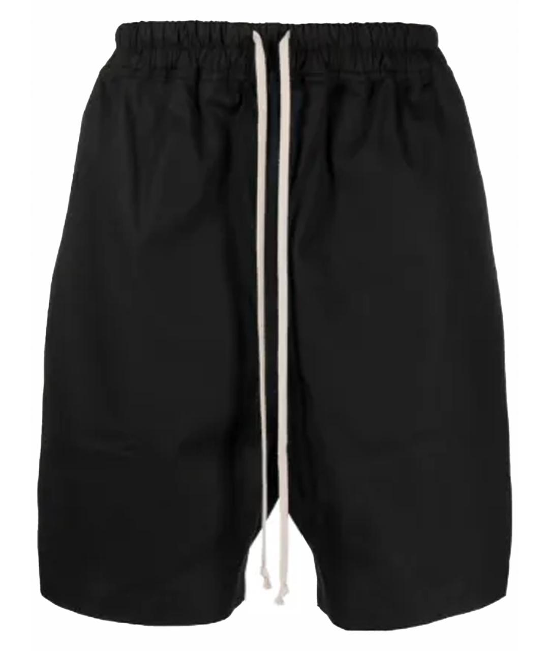 RICK OWENS Черные хлопко-эластановые шорты, фото 1
