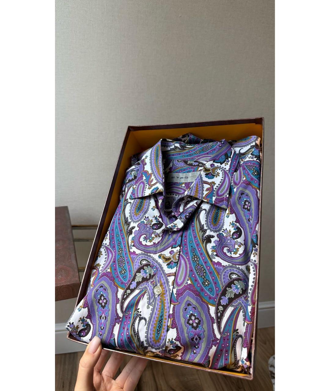ETRO Фиолетовая хлопковая кэжуал рубашка, фото 5