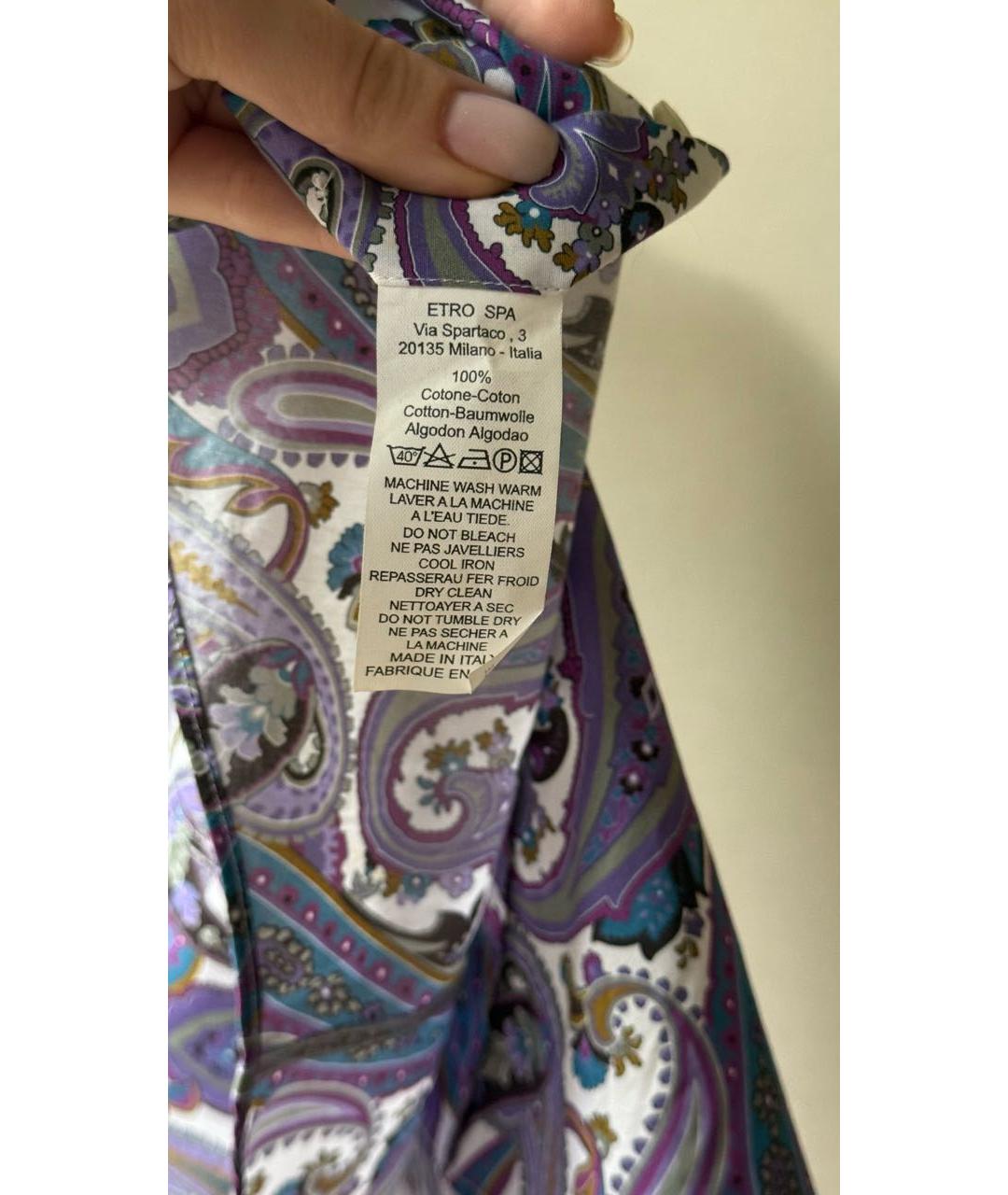 ETRO Фиолетовая хлопковая кэжуал рубашка, фото 4
