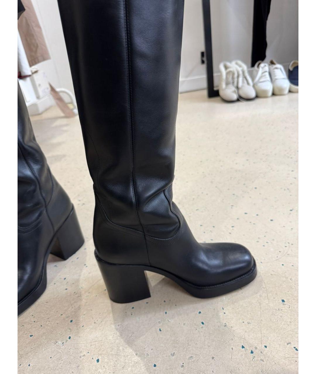 CHRISTIAN DIOR Черные кожаные сапоги, фото 5