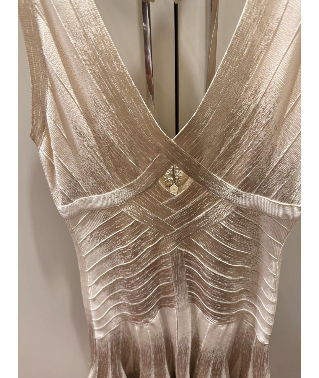 HERVE LEGER Золотое коктейльное платье, фото 3